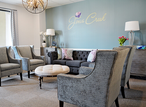 Expanded view of waiting room's ample seating