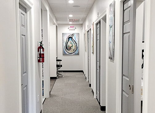 Office hallway corridor welcoming you in